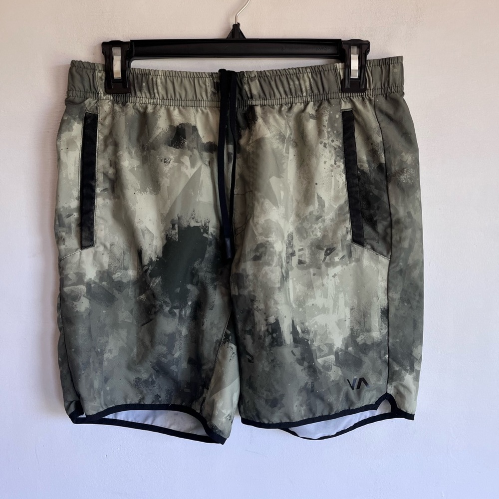 RVCA Men's Black and Gray Athletic Shorts